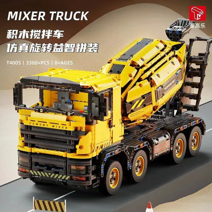 TiaGole MOC Motorized Building Block Set: APP Mechanical RC Mixer Truck T4005