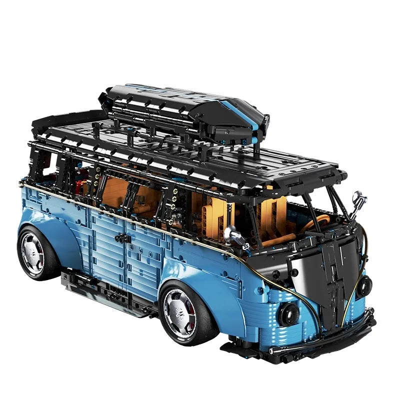 TiaGole MOC Motorized Building Block Set: Electroplated Camper Bus Van T5022A