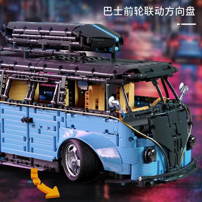 TiaGole MOC Motorized Building Block Set: Electroplated Camper Bus Van T5022A