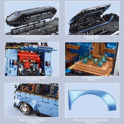 TiaGole MOC Motorized Building Block Set: Electroplated Camper Bus Van T5022A