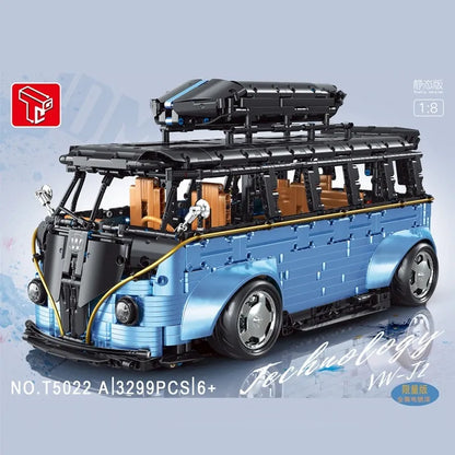 TiaGole MOC Motorized Building Block Set: Electroplated Camper Bus Van T5022A
