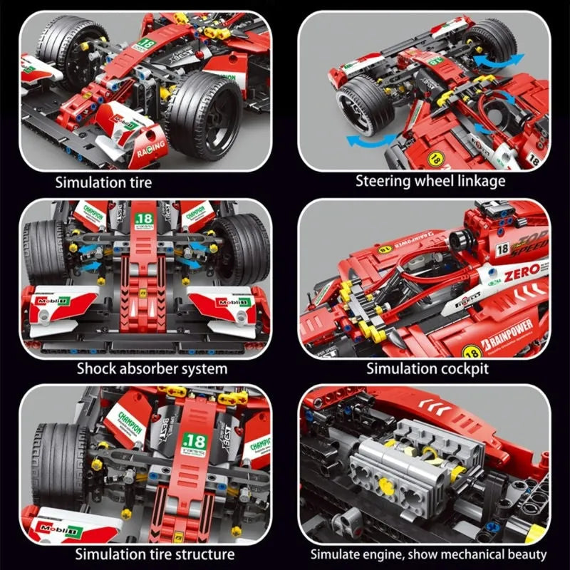 TiaGole MOC Motorized Building Block Set: F1 Alternate Super Racing Car T2018