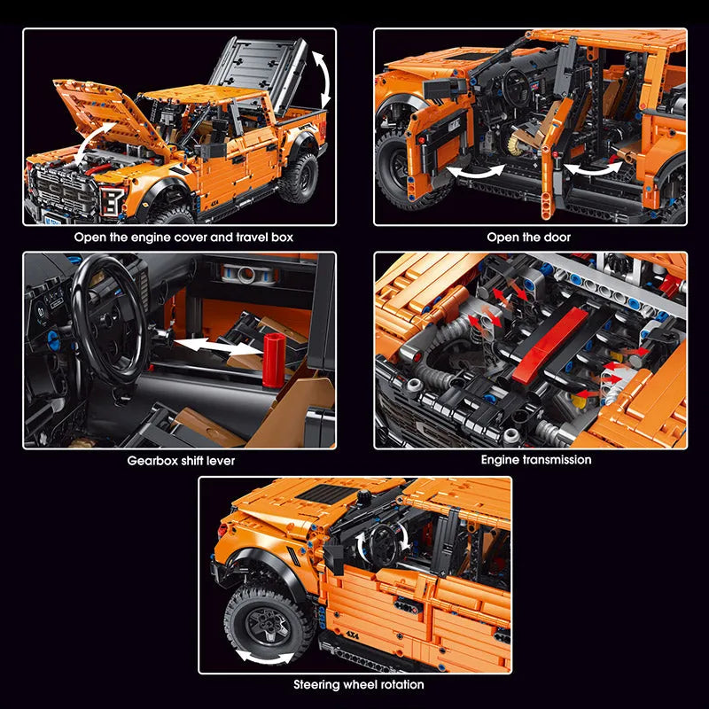 TiaGole MOC Motorized Building Block Set: Ford F-150 Raptor Pickup Truck T5014