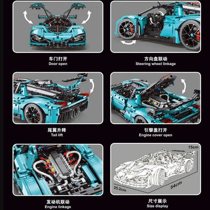 TiaGole MOC Motorized Building Block Set: Hong Qi S9 Super Racing Car T5011