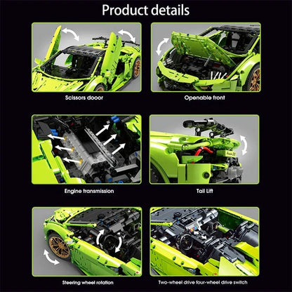 TiaGole MOC Motorized Building Block Set: Huracan Evo Spyder Racing Car T5003