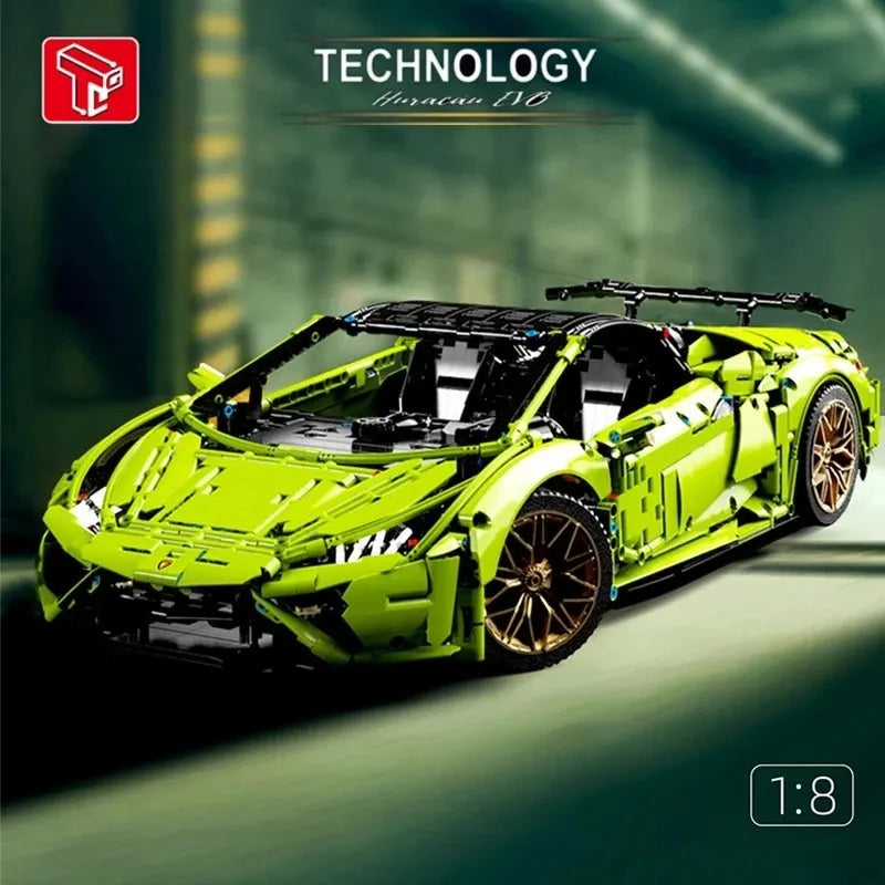 TiaGole MOC Motorized Building Block Set: Huracan Evo Spyder Racing Car T5003