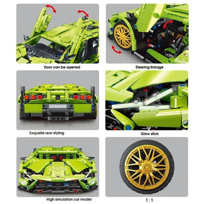 TiaGole MOC Motorized Building Block Set: Lambo Sian FKP37 Racing Car T2007