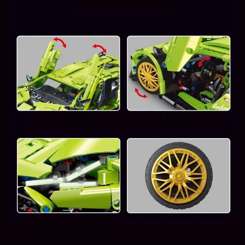 TiaGole MOC Motorized Building Block Set: Lambo Sian FKP37 Racing Car T2007