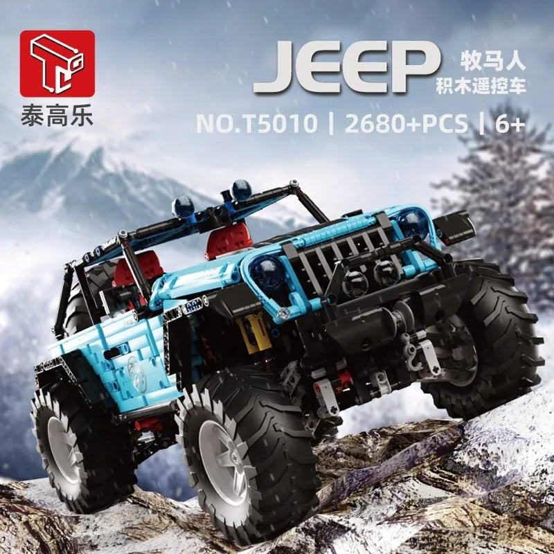 TiaGole MOC Motorized Building Block Set: Off-Road JEEP Wrangler Trailcat SUV T5010