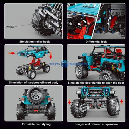 TiaGole MOC Motorized Building Block Set: Off-Road JEEP Wrangler Trailcat SUV T5010