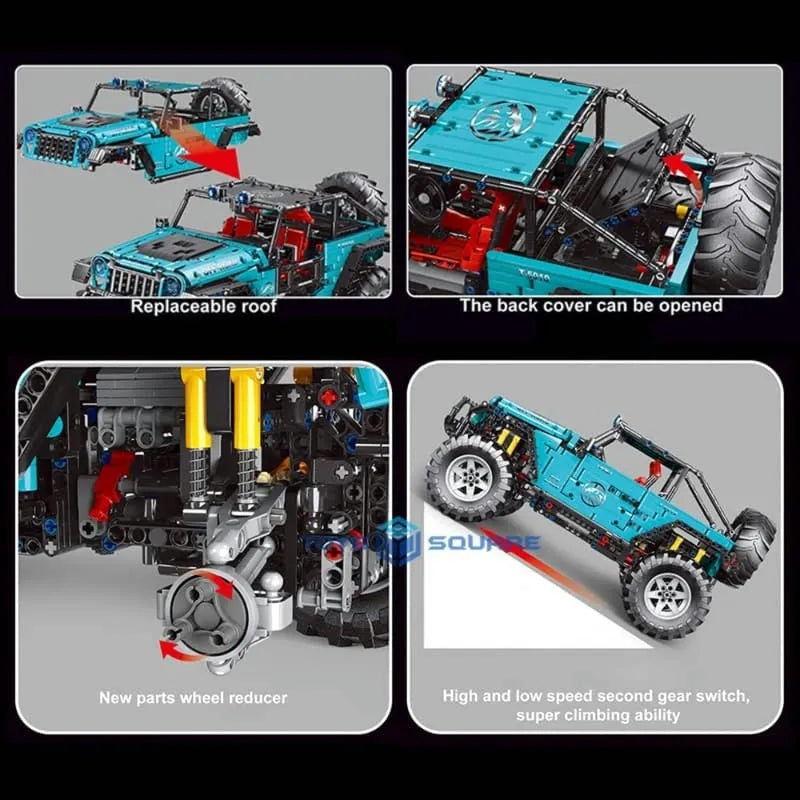 TiaGole MOC Motorized Building Block Set: Off-Road JEEP Wrangler Trailcat SUV T5010