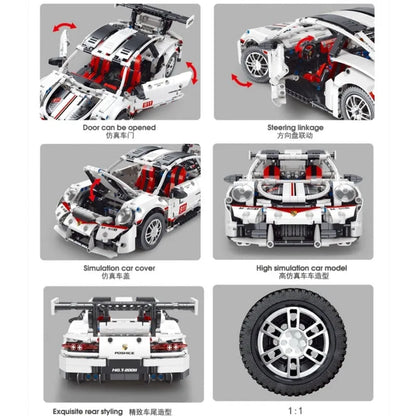 TiaGole MOC Motorized Building Block Set: Porsche 911 RSR Sports Car T2008