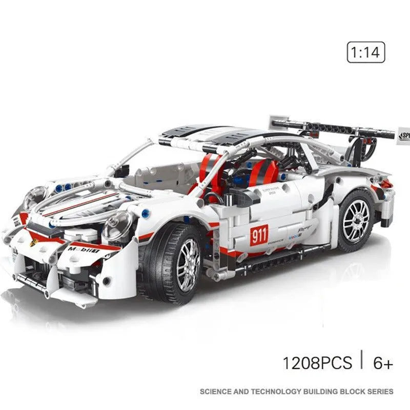 TiaGole MOC Motorized Building Block Set: Porsche 911 RSR Sports Car T2008