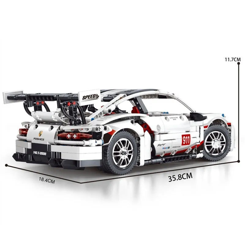 TiaGole MOC Motorized Building Block Set: Porsche 911 RSR Sports Car T2008