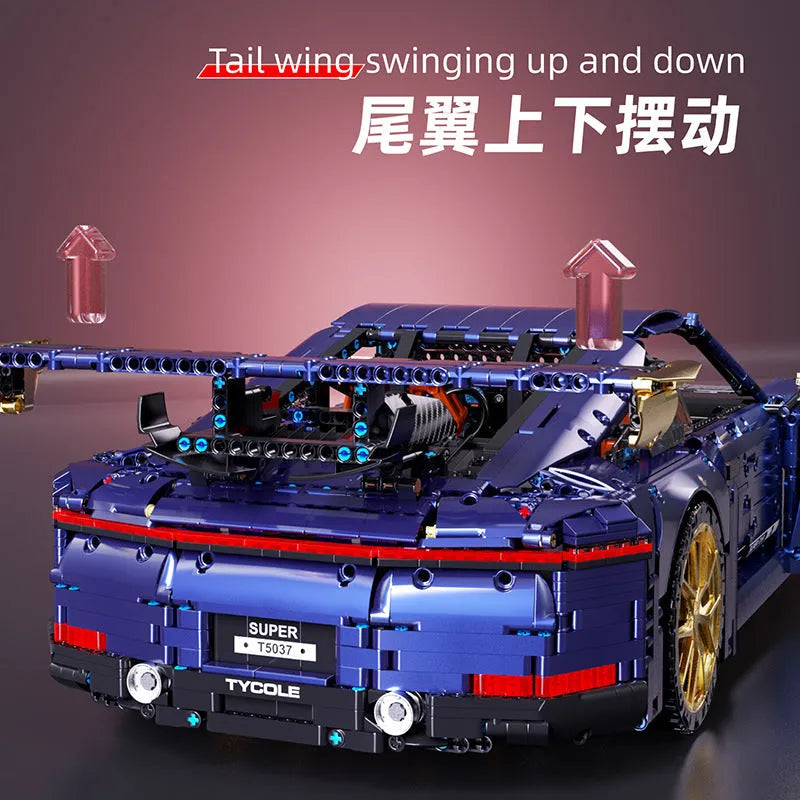 TiaGole MOC Motorized Building Block Set: RC Classic Super Sports Car T5037AP, Model T5037 APF