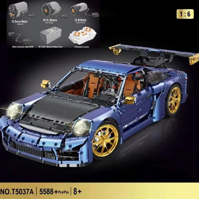 TiaGole MOC Motorized Building Block Set: RC Classic Super Sports Car T5037AP, Model T5037 APF