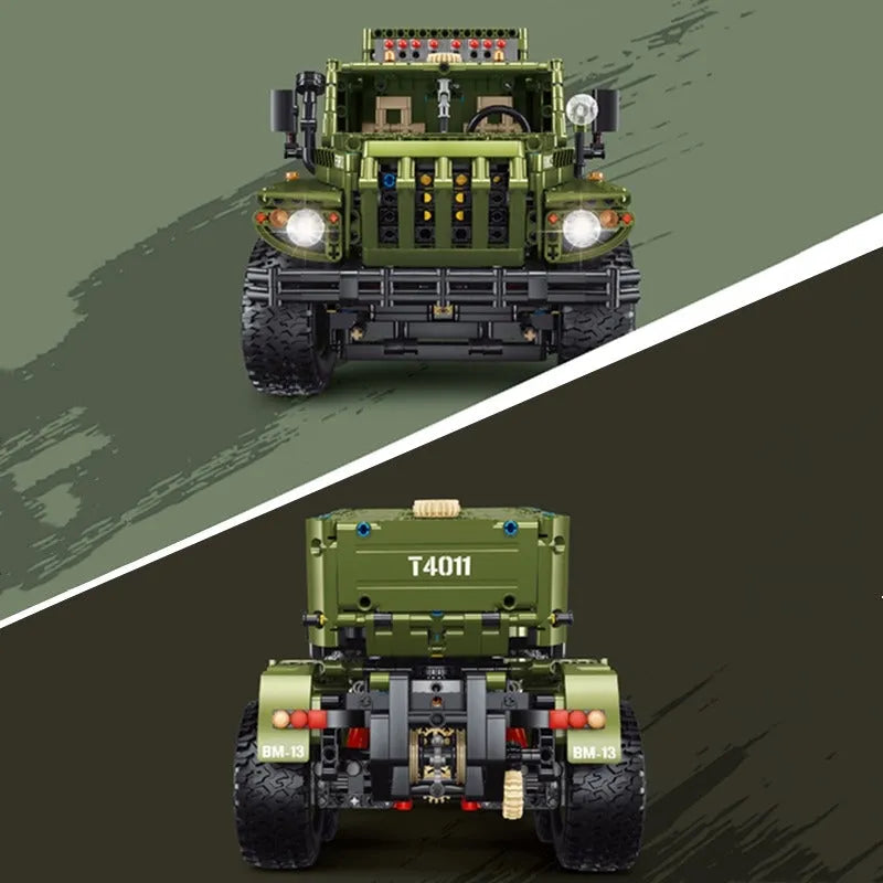 TiaGole MOC Motorized Building Block Set: RC Katyusha Rocket Launcher Car T4011, Model T4011PF