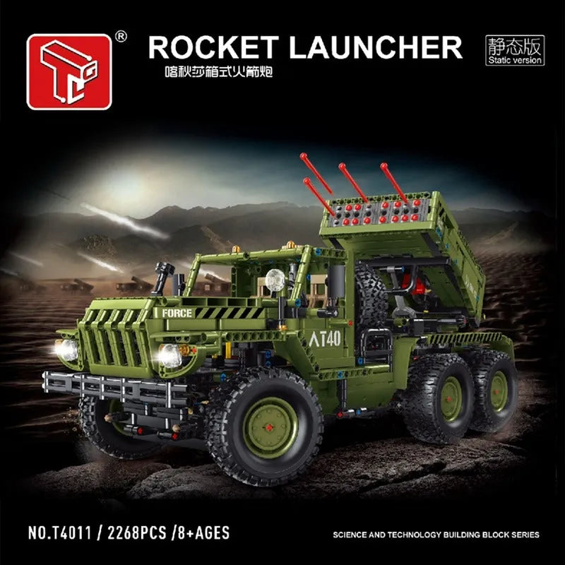 TiaGole MOC Motorized Building Block Set: RC Katyusha Rocket Launcher Car T4011, Model T4011PF