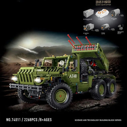 TiaGole MOC Motorized Building Block Set: RC Katyusha Rocket Launcher Car T4011, Model T4011PF