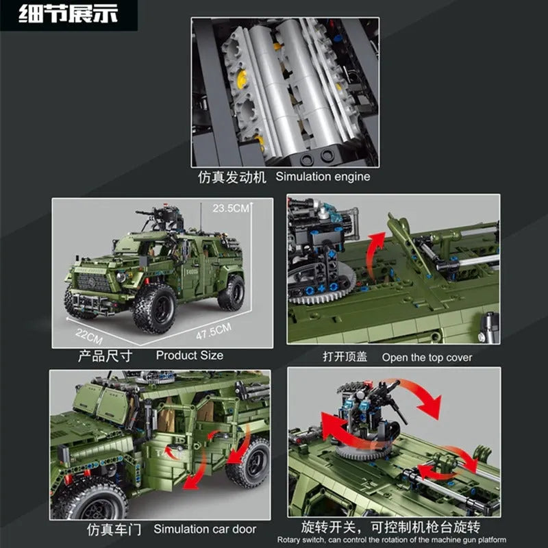TiaGole MOC Motorized Building Block Set: RC Warrior Off Road SUV Car T4015, Model T4015PF