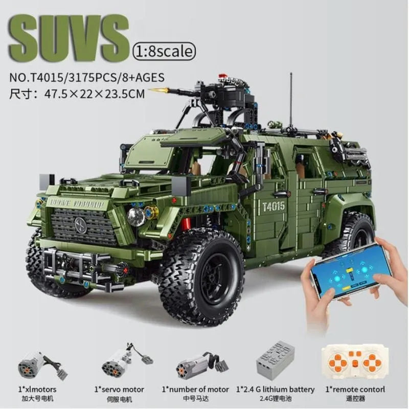 TiaGole MOC Motorized Building Block Set: RC Warrior Off Road SUV Car T4015, Model T4015PF