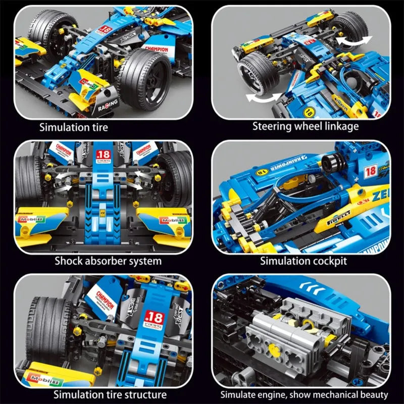 TiaGole MOC Motorized Building Block Set: T2019 F1 Alternate Super Racing Car