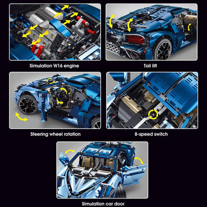 TiaGole MOC Motorized Building Block Set: T5004 Bugatti Divo Racing Car