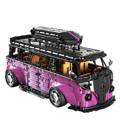 TiaGole MOC Motorized Building Block Set: T5022B Electroplated Camper Van Bus