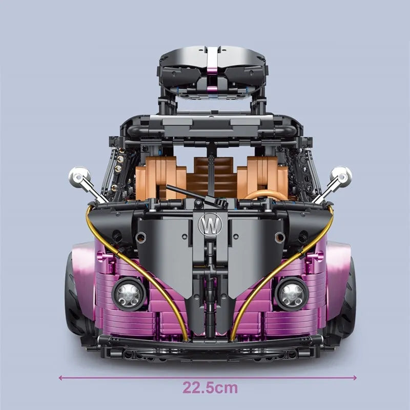 TiaGole MOC Motorized Building Block Set: T5022B Electroplated Camper Van Bus