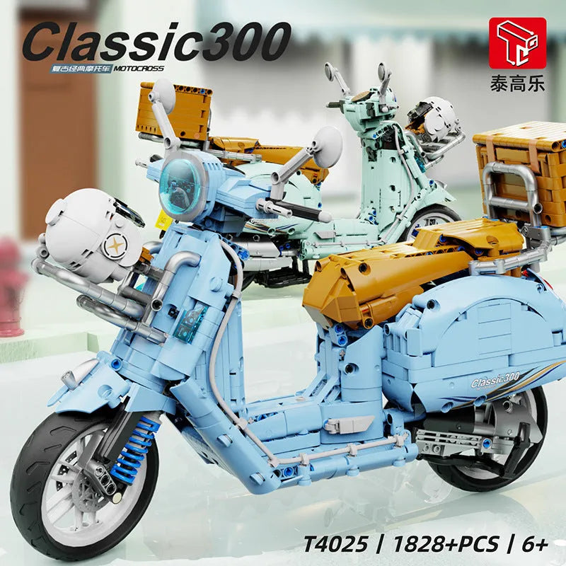 TiaGole MOC Building Block Set: Vespa Classic 300 Motorcycle T4025A