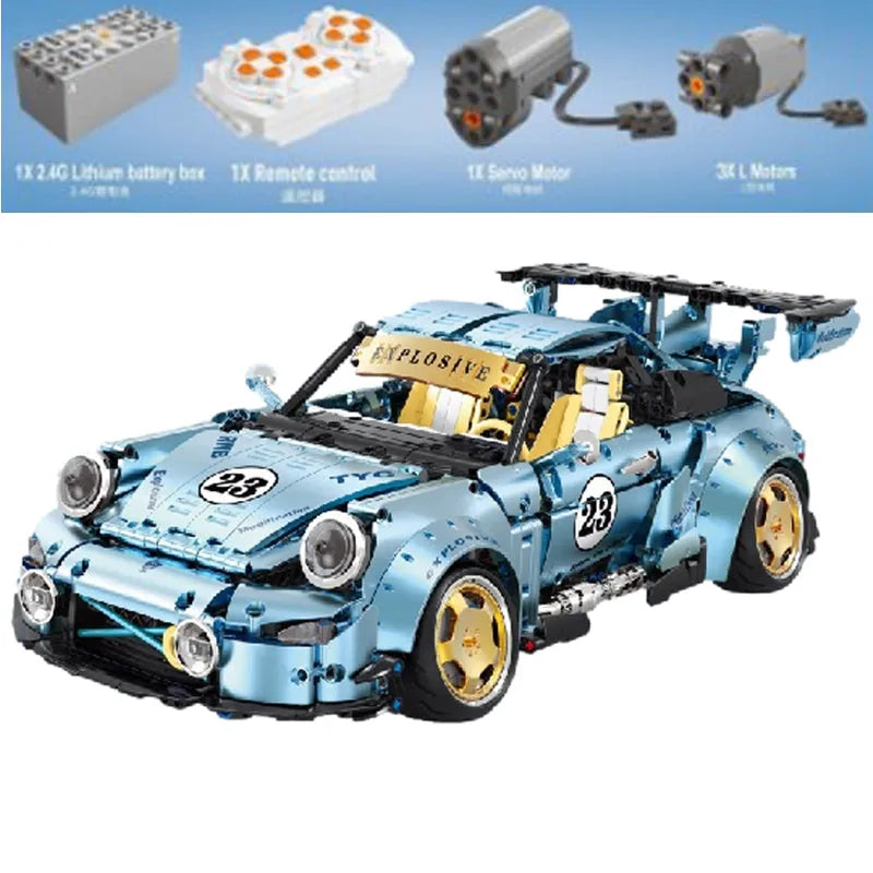 TiaGole Building Block Set: T5036B RC Motorized Porsche 911 RWB Supercar, Model T5036BPF