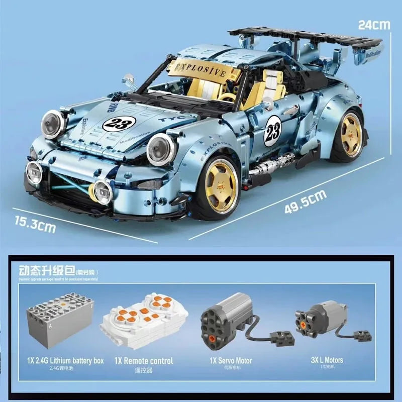 TiaGole Building Block Set: T5036B RC Motorized Porsche 911 RWB Supercar, Model T5036BPF