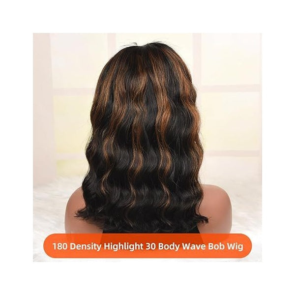 Trilumity Curly Lace Front Wig in Brown Highlights, cap and adjustable band construction