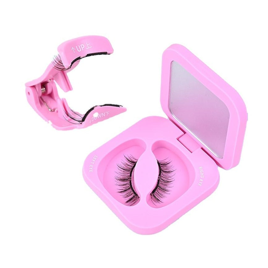Trilumity magnetic false lashes in black, shown in the pink storage case with the lash applicator