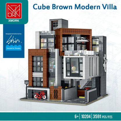 UG MOC Building Block Set: Street Expert Modern Brown Villa 10204