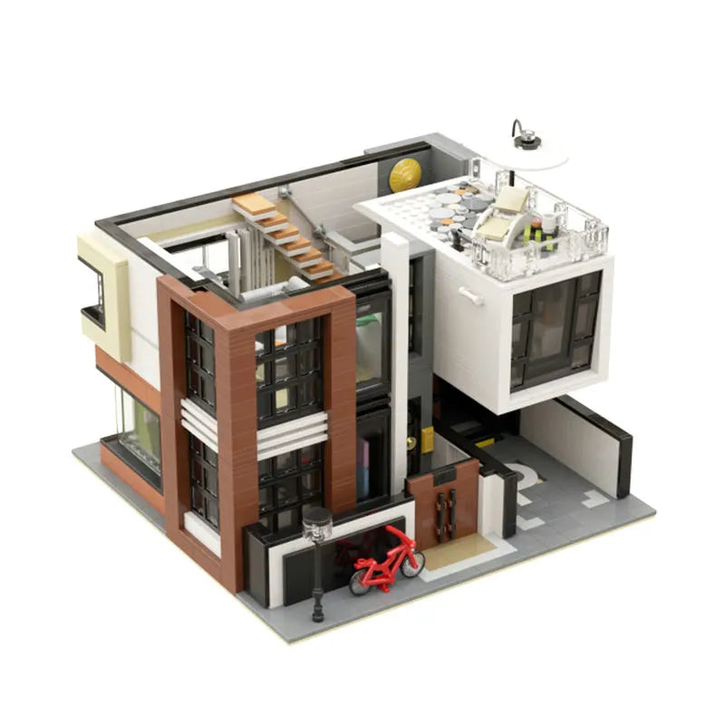 UG MOC Building Block Set: Street Expert Modern Brown Villa 10204