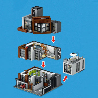 UG MOC Building Block Set: Street Expert Modern Brown Villa 10204