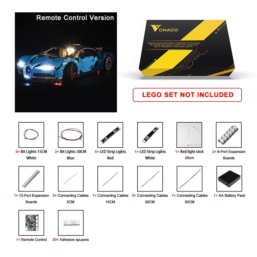 Vonado LED Light Kit for 42083 Bugatti Chiron (Lights Only), Model L42083