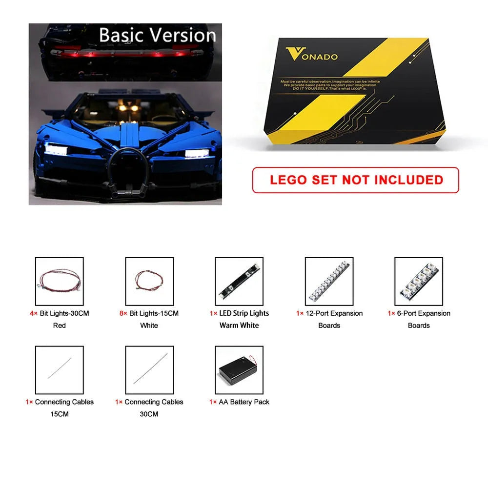Vonado LED Light Kit for 42083 Bugatti Chiron (Lights Only), Model L42083