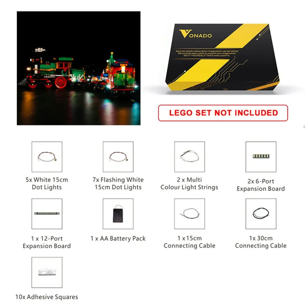 Vonado LED Light Kit for 10254 Winter Holiday Train (Lights Only), Model L10254