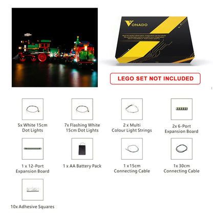 Vonado LED Light Kit for 10254 Winter Holiday Train (Lights Only), Model L10254