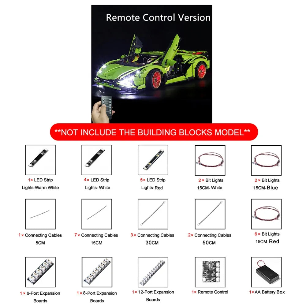 Vonado LED Light Kit for 42115 Lamborghini Sian FKP 37 (Lights Only), Model L42115