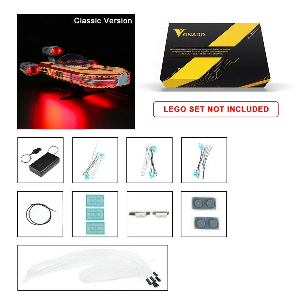 Vonado LED Light Kit for Star Wars 75341 Landspeeder (Lights Only), Model L75341
