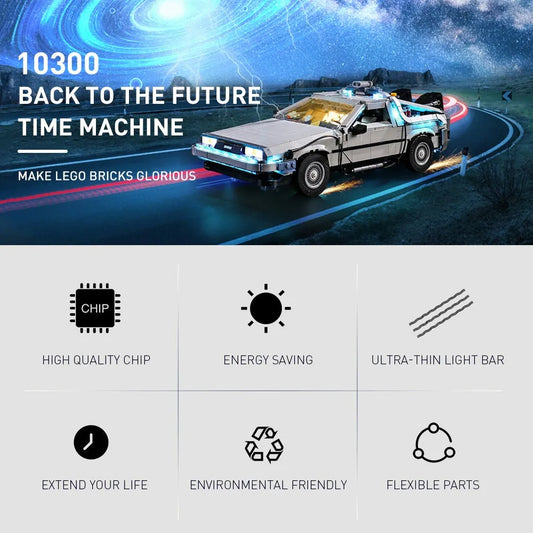 Vonado LED Light Kit for Creator 10300 Back to the Future Time Machine Car (Lights Only), Model L10300