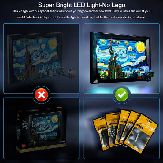 Vonado LED Light Kit for Ideas 21333 The Starry Night Vincent Van Gogh (Lights Only), Model L21333