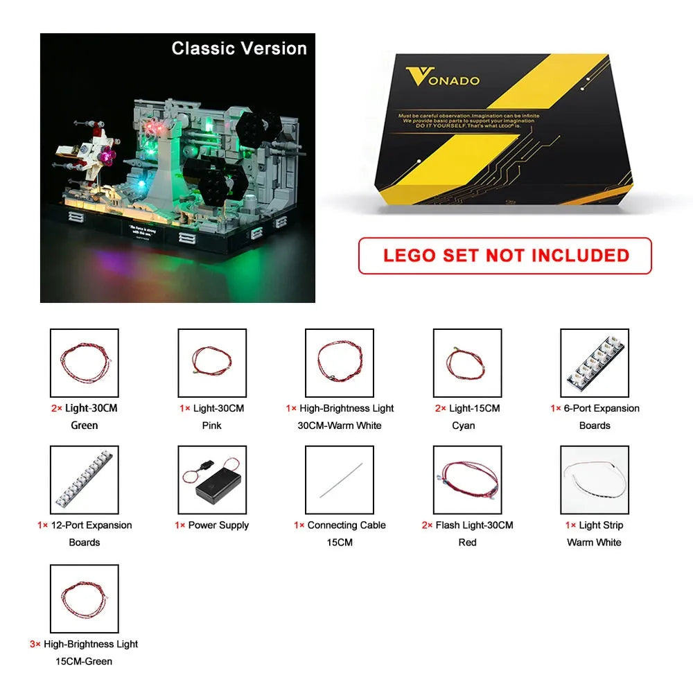 Vonado LED Light Kit for Star Wars 75329 Trench Run Diorama (Lights Only), Model L75301