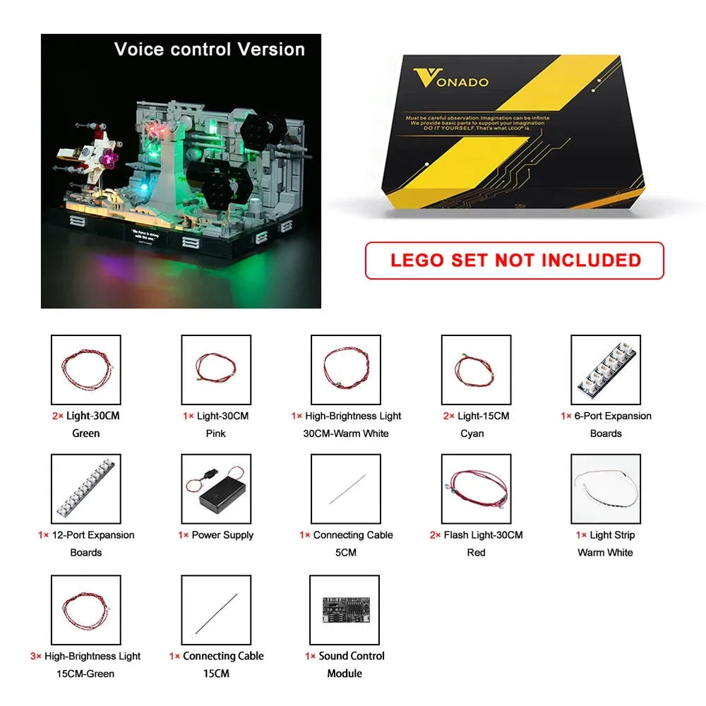 Vonado LED Light Kit for Star Wars 75329 Trench Run Diorama (Lights Only), Model L75301