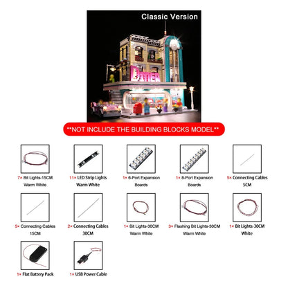 Vonado LED Light Kit for 10260 Downtown Diner (Lights Only), Model L10260