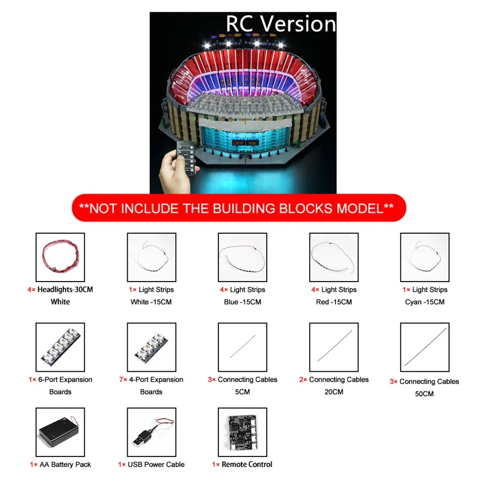 Vonado LED Light Kit for 10284 Camp Nou FC Barcelona (Lights Only), Model L10284