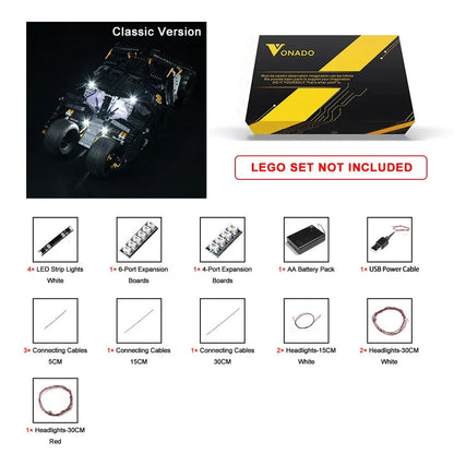 Vonado LED Light Kit for 76240 The Tumbler Car (Lights Only), Model L76240